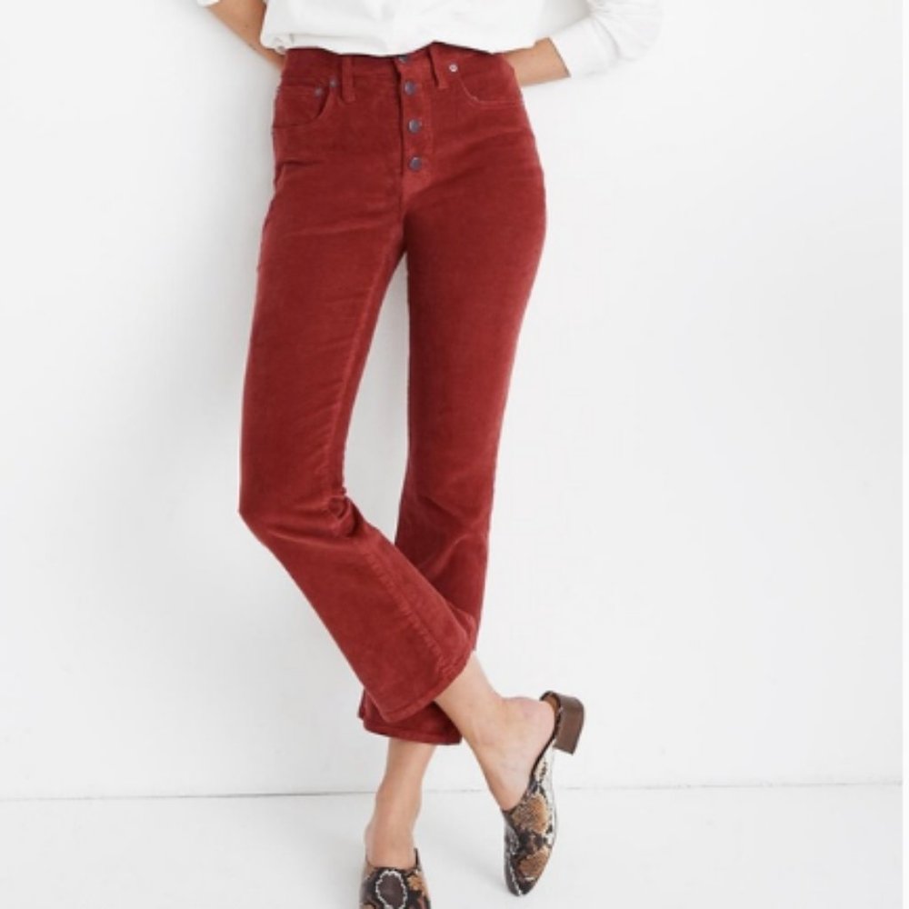 Madewell Cali-Demi Boot Jeans Corduroy Red 25